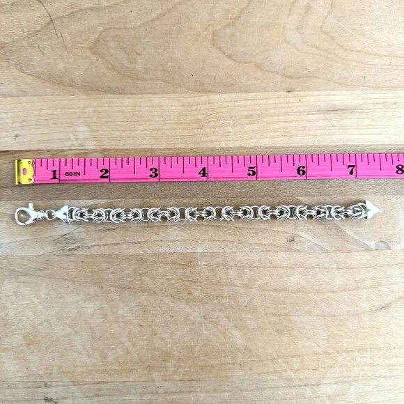 STERLING SILVER 925 ITAOR Byzantine Link Bracelet 7.25" 12g - Picture 4 of 4